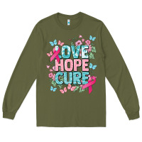 Army Green Love hope cure cancer Awareness Long Sleeve Tee - HowdyJamesFarm