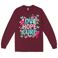 Burgundy Love hope cure cancer Awareness Long Sleeve Tee - HowdyJamesFarm
