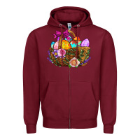 Burgundy Easter Eggs Hamper Zipper Hoodie - BundleAndBundleShop