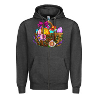 Charcoal Heather Easter Eggs Hamper Zipper Hoodie - BundleAndBundleShop