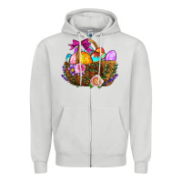 Dove Grey Easter Eggs Hamper Zipper Hoodie - BundleAndBundleShop