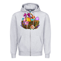 Heather Grey Easter Eggs Hamper Zipper Hoodie - BundleAndBundleShop