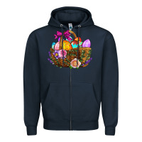 Navy Easter Eggs Hamper Zipper Hoodie - BundleAndBundleShop