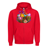 Red Easter Eggs Hamper Zipper Hoodie - BundleAndBundleShop