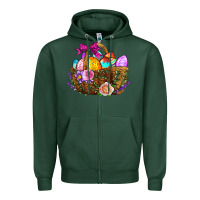 Sports Green Easter Eggs Hamper Zipper Hoodie - BundleAndBundleShop