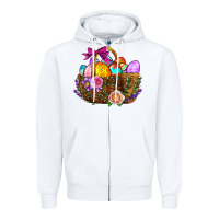 White Easter Eggs Hamper Zipper Hoodie - BundleAndBundleShop