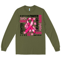Army Green survivor breast cancer ribbon Long Sleeve Tee - RanaPortraitStore