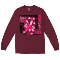 Burgundy survivor breast cancer ribbon Long Sleeve Tee - RanaPortraitStore