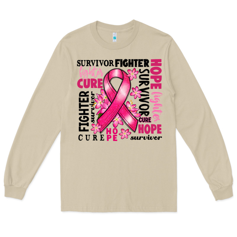 Survivor Breast Cancer Ribbon Long Sleeve Tee by RanaPortraitStore | Teevron