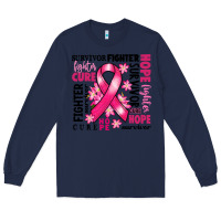 Navy survivor breast cancer ribbon Long Sleeve Tee - RanaPortraitStore
