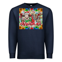 Navy Love Christmas cow Premium Sweatshirt - CowhideDigitalArt