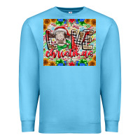 Ocean Blue Love Christmas cow Premium Sweatshirt - CowhideDigitalArt