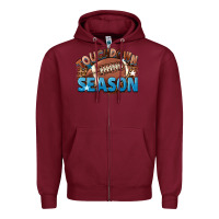 Burgundy touchdown season Zipper Hoodie - FaDigitalArtStudio