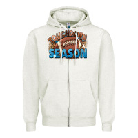 Oatmeal Heather touchdown season Zipper Hoodie - FaDigitalArtStudio