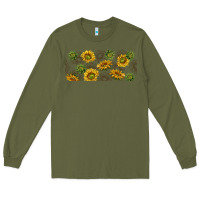 Army Green summer with sunflowers Long Sleeve Tee - TumblerDesignByShophia