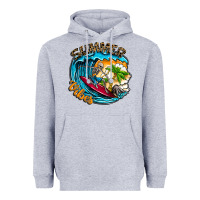 Heather Grey Summer Vibes Heavyweight Hoodie - CowhideDigitalArt