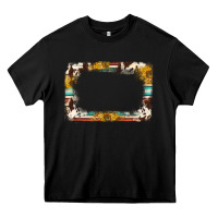 Black western serape sunflower background frame Heavy Core Tee - NancyCooperArtShop