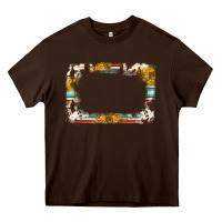 Chocolate Brown western serape sunflower background frame Heavy Core Tee - NancyCooperArtShop