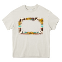 Cream western serape sunflower background frame Heavy Core Tee - NancyCooperArtShop