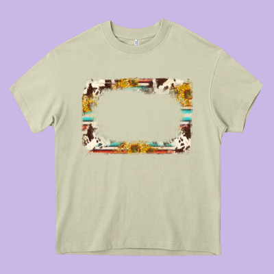 Western Serape Sunflower Background Frame Heavy Core Tee Designed By Nancycooperartshop