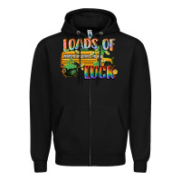 Black Loads of luck with school bus St. Patrick's Day Zipper Hoodie - FaDigitalArtStudio