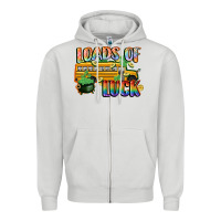 Dove Grey Loads of luck with school bus St. Patrick's Day Zipper Hoodie - FaDigitalArtStudio