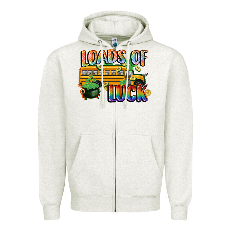Loads Of Luck With School Bus St. Patrick's Day Zipper Hoodie by FaDigitalArtStudio | Teevron