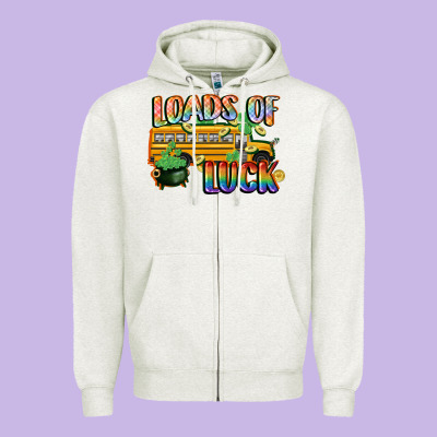 Loads Of Luck With School Bus St. Patrick's Day Zipper Hoodie Designed By Fadigitalartstudio