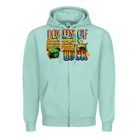 Seafoam Loads of luck with school bus St. Patrick's Day Zipper Hoodie - FaDigitalArtStudio