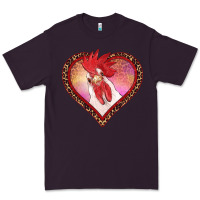 Plum valentines day rooster with leopard heart Premium Tee - RanaPortraitStore