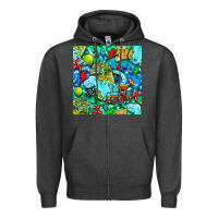 Charcoal Heather boy child coffee cup and teddy bear with thunderbolts and camouflage s Zipper Hoodie - BundleAndBundleShop