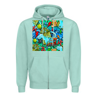Seafoam boy child coffee cup and teddy bear with thunderbolts and camouflage s Zipper Hoodie - BundleAndBundleShop