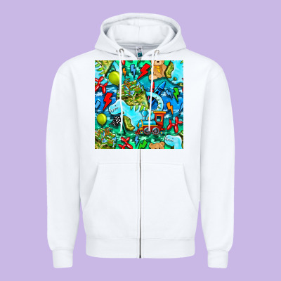 Boy Child Coffee Cup And Teddy Bear With Thunderbolts And Camouflage S Zipper Hoodie Designed By Bundleandbundleshop