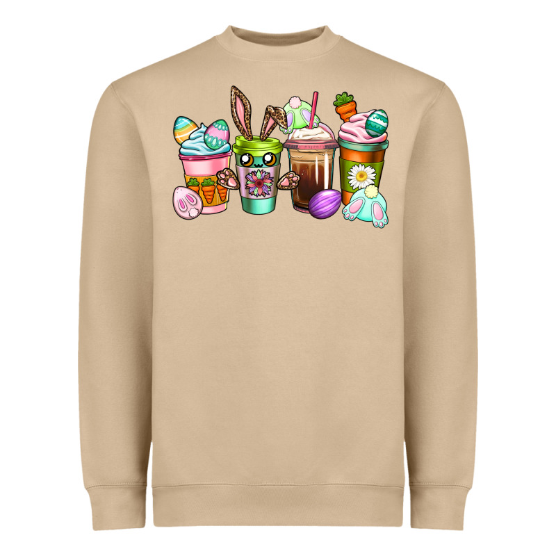 Easter Coffee Cups Easter Day Heavyweight Sweatshirt by CowGirlArtShop | Teevron
