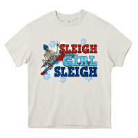 Cream winter sleigh girl sleigh Heavy Core Tee - NancyCooperArtShop