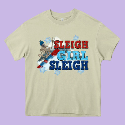 Winter Sleigh Girl Sleigh Heavy Core Tee Designed By Nancycooperartshop