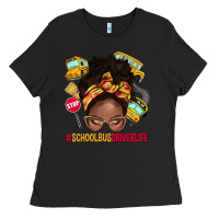 Black school bus driver life afro messy bun Ladies Tee - NancyCooperArtShop