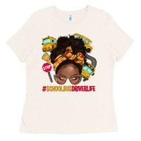 Bone school bus driver life afro messy bun Ladies Tee - NancyCooperArtShop