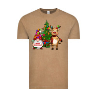 Vintage Coffee merry christmas gnomes, reindeer Vintage Tee - RanaPortraitStore