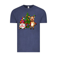 Vintage Denim merry christmas gnomes, reindeer Vintage Tee - RanaPortraitStore