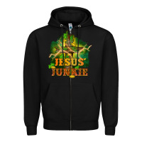 Black Jesus junkie St. Patricks Day Zipper Hoodie - FaDigitalArtStudio