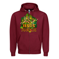Burgundy Jesus junkie St. Patricks Day Zipper Hoodie - FaDigitalArtStudio