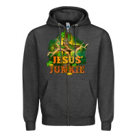 Charcoal Heather Jesus junkie St. Patricks Day Zipper Hoodie - FaDigitalArtStudio