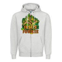 Dove Grey Jesus junkie St. Patricks Day Zipper Hoodie - FaDigitalArtStudio