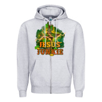 Heather Grey Jesus junkie St. Patricks Day Zipper Hoodie - FaDigitalArtStudio