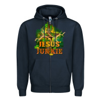 Navy Jesus junkie St. Patricks Day Zipper Hoodie - FaDigitalArtStudio