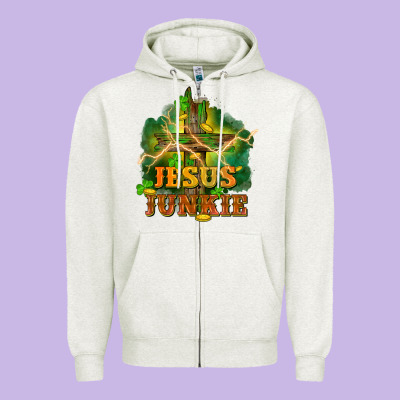 Jesus Junkie St. Patricks Day Zipper Hoodie Designed By Fadigitalartstudio