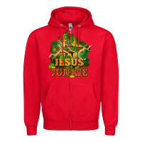 Red Jesus junkie St. Patricks Day Zipper Hoodie - FaDigitalArtStudio