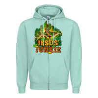 Seafoam Jesus junkie St. Patricks Day Zipper Hoodie - FaDigitalArtStudio