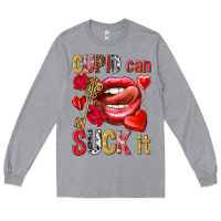 Heather Grey Cupid can suck it Valentine'S Day Long Sleeve Tee - HowdyJamesFarm